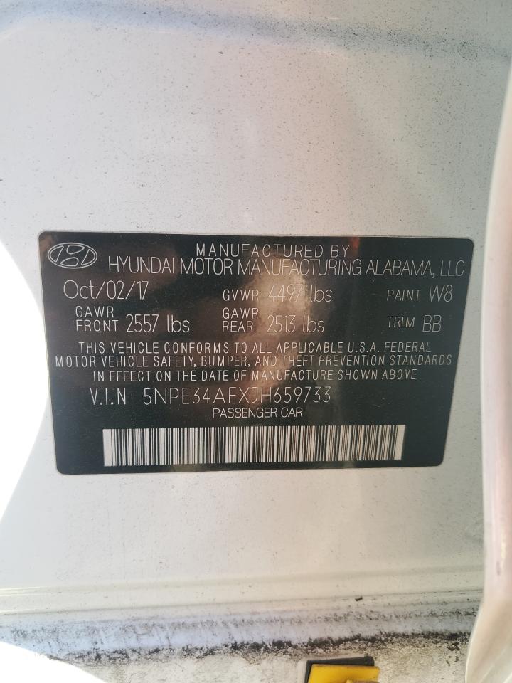 2018 Hyundai Sonata VIN 5NPE34AFXJH659733 Copart auction photo, rear end / side damage thumbnail 15
