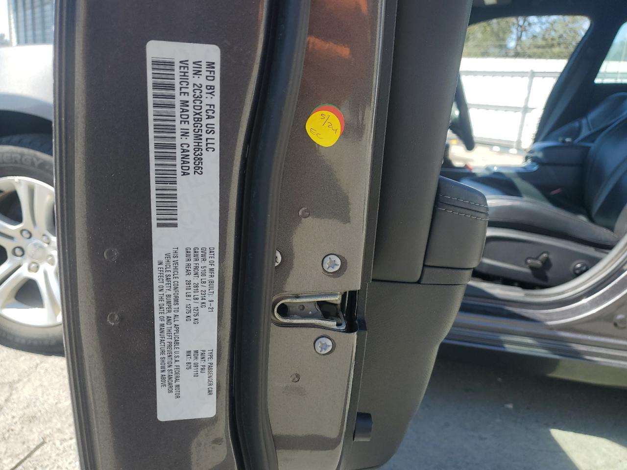 2021 Dodge Charger VIN 2C3CDXBG5MH638562 Copart auction photo, rear end damage thumbnail 13