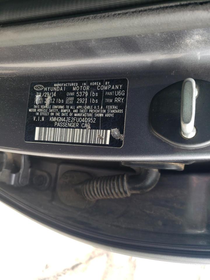2015 Hyundai Genesis VIN KMHGN4JE2FU040952 Copart auction photo, front end damage thumbnail 10