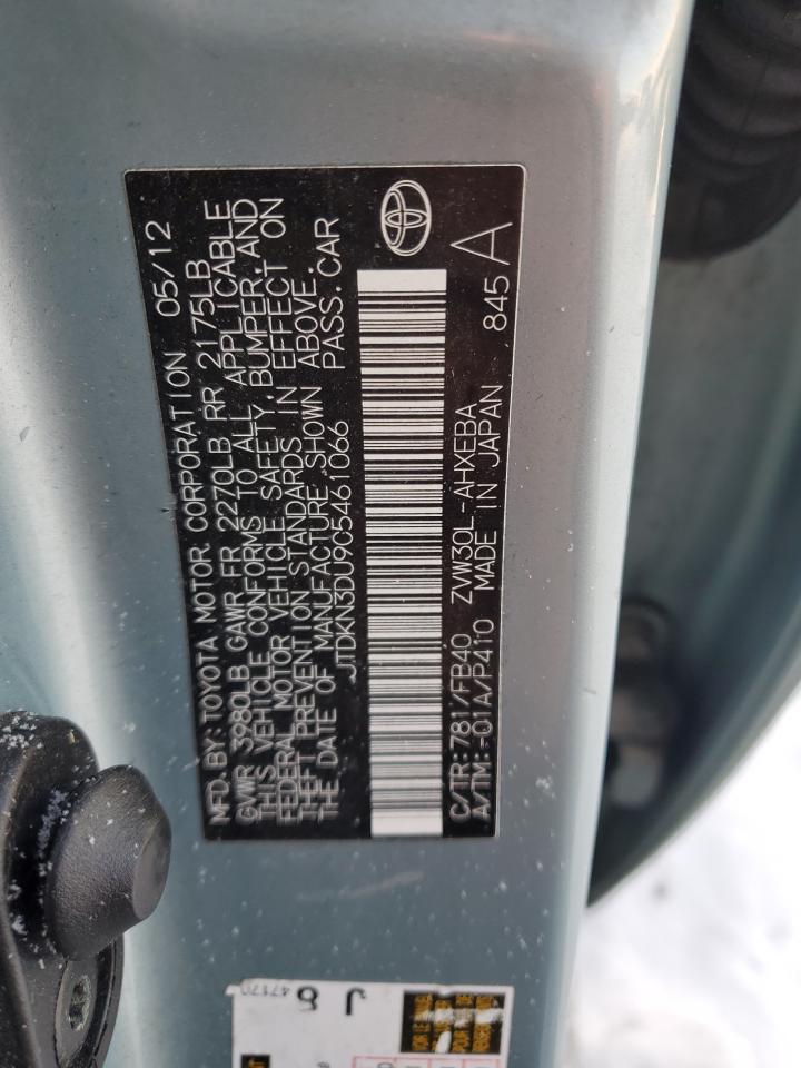 2012 Toyota Prius VIN JTDKN3DU9C5461066 Copart auction photo, front end damage thumbnail 14