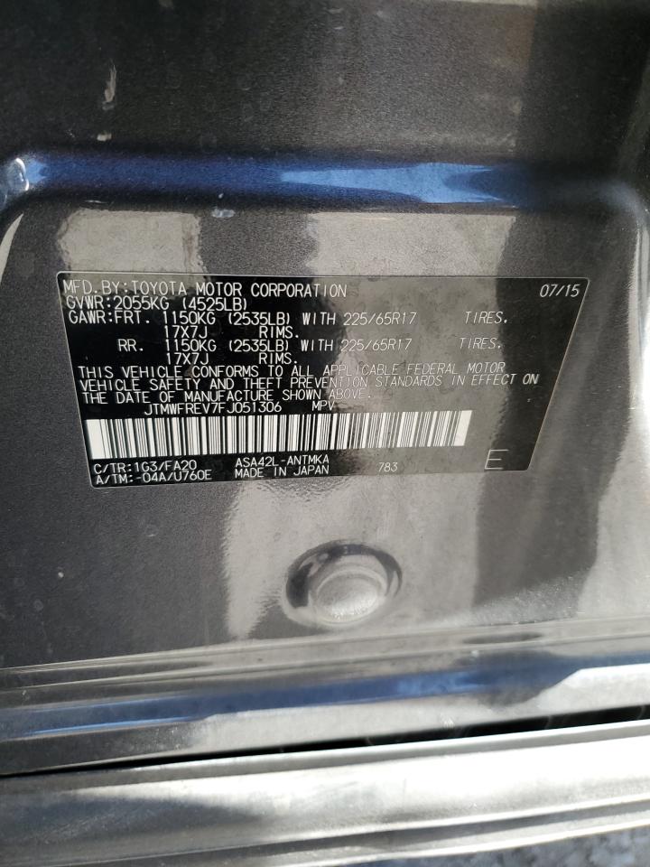 2015 Toyota RAV 4 VIN JTMWFREV7FJ051306 Copart auction photo, all over damage thumbnail 15