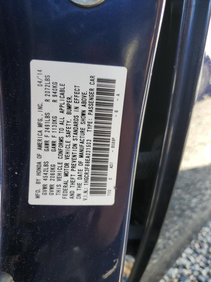 2014 Honda Accord VIN 1HGCR3F88EA031503 Copart auction photo, water/flood / front end damage thumbnail 13
