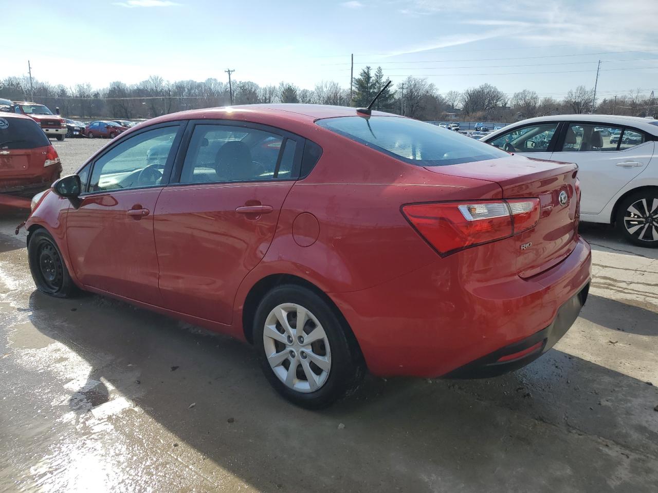 2014 KIA Rio VIN KNADM4A35E6408095 Copart auction photo, all over damage thumbnail 2
