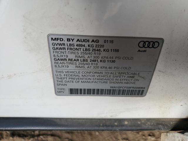 2015 Audi Q3 VIN WA1GFCFS9FR009964 Copart auction photo, mechanical damage thumbnail 14