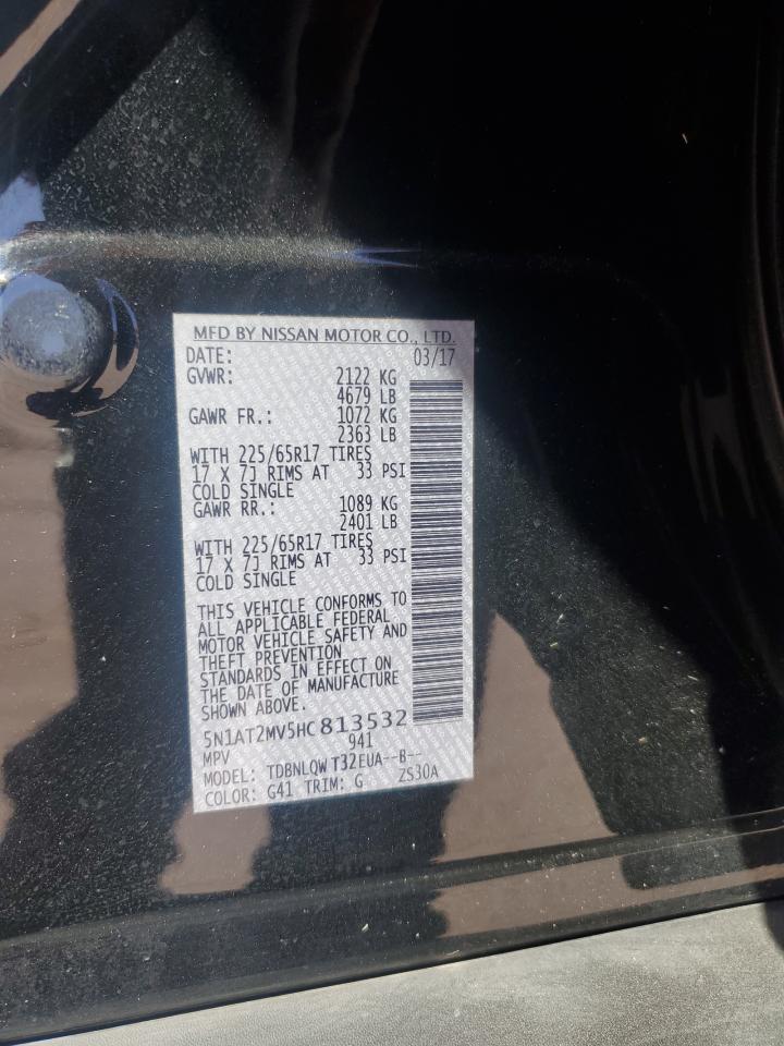 2017 Nissan Rogue VIN 5N1AT2MV5HC813532 Copart auction photo, rear end damage thumbnail 13