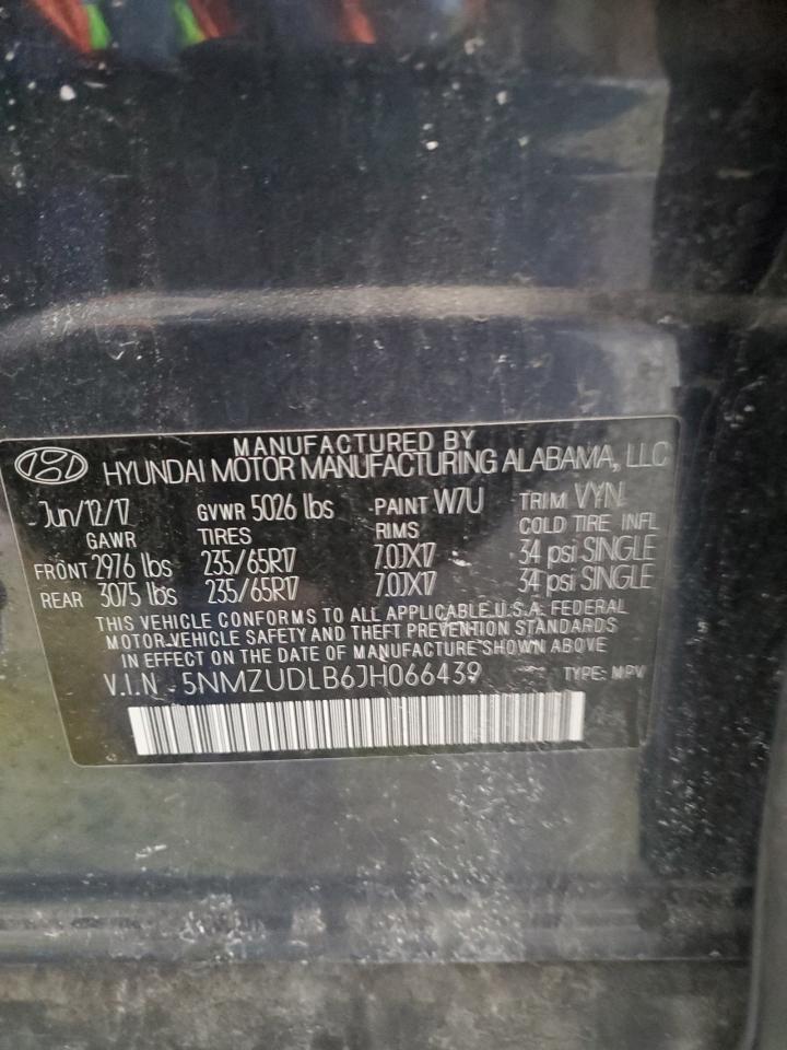 2018 Hyundai Santa Fe VIN 5NMZUDLB6JH066439 Copart auction photo, front end / minor dent/scratches damage thumbnail 13