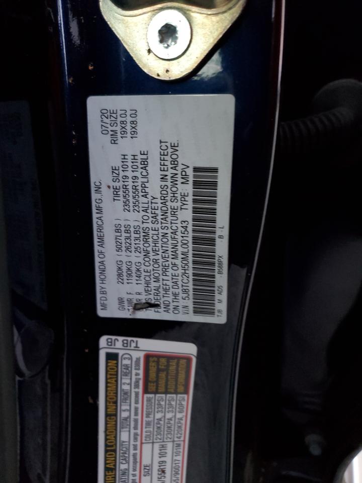 2021 Acura RDX VIN 5J8TC2H50ML001543 Copart auction photo, top/roof damage thumbnail 13