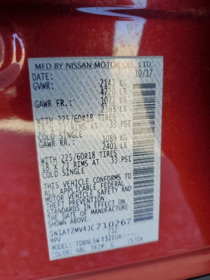 2018 Nissan Rogue VIN 5N1AT2MV4JC710267 Copart auction photo, front end damage thumbnail 16