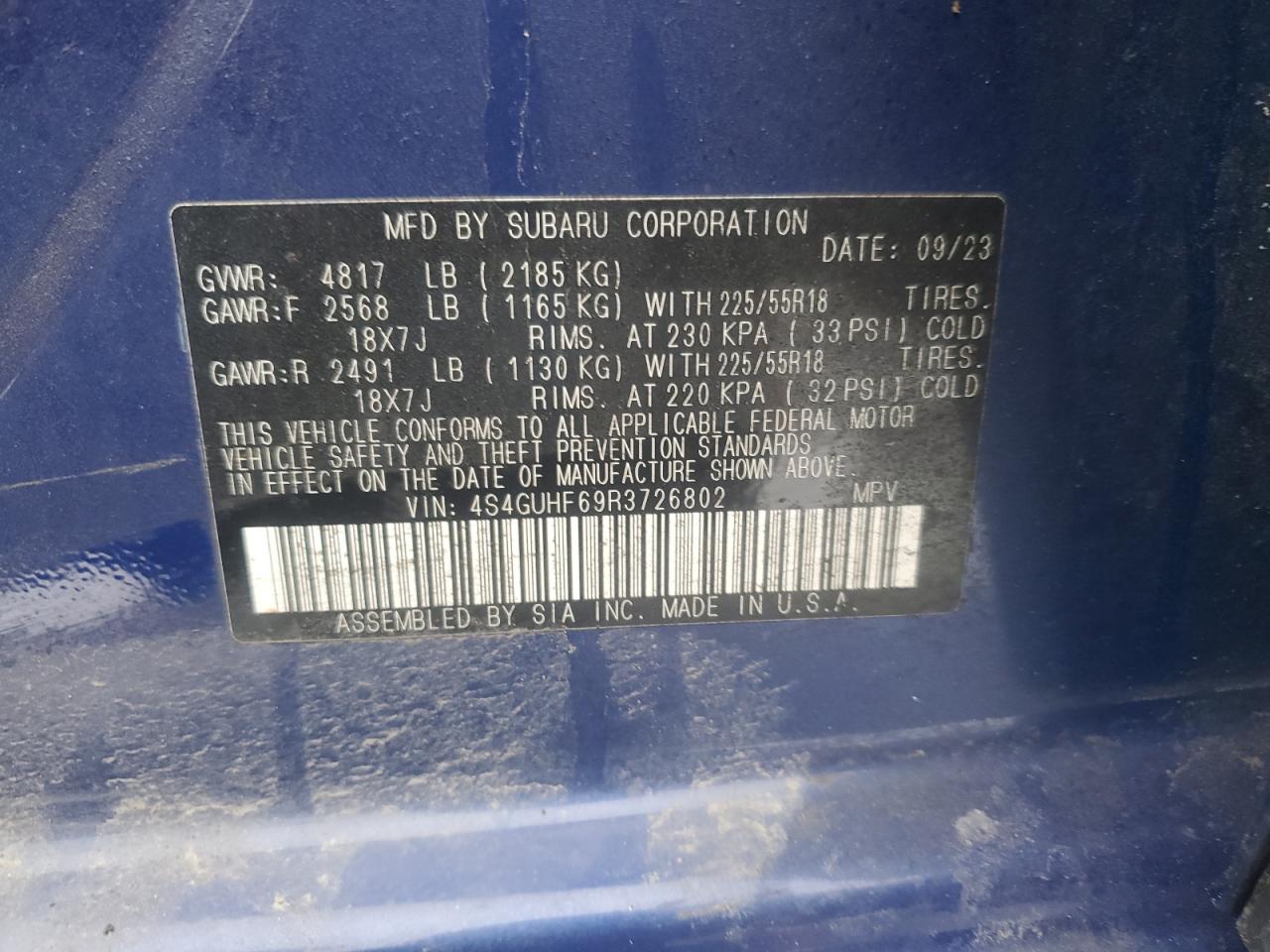 2024 Subaru XV VIN 4S4GUHF69R3726802 Copart auction photo, front end / side damage thumbnail 13