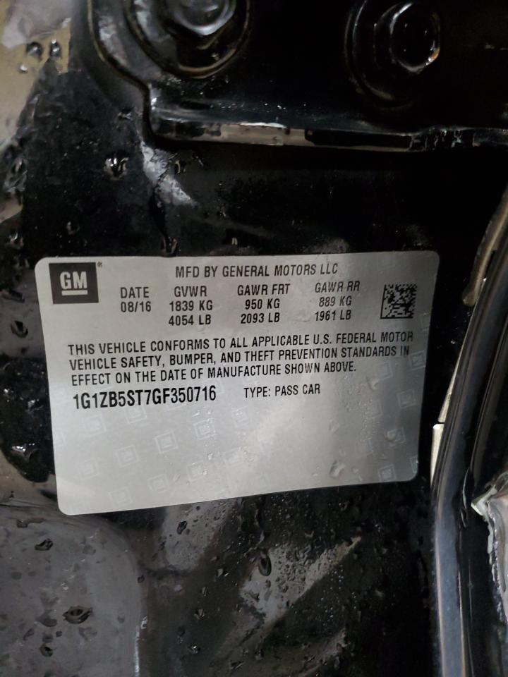 2016 Chevrolet Malibu VIN 1G1ZB5ST7GF350716 Copart auction photo, side / rear end damage thumbnail 12