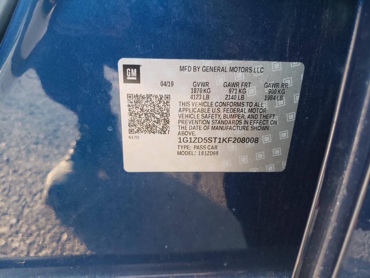 2019 Chevrolet Malibu VIN 1G1ZD5ST1KF208008 Copart auction photo, front end damage thumbnail 11