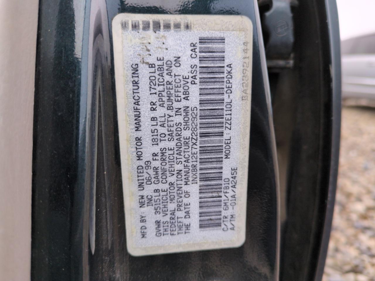 1999 Toyota Corolla VIN 1NXBR12E7XZ282925 Copart auction photo, front end damage thumbnail 12