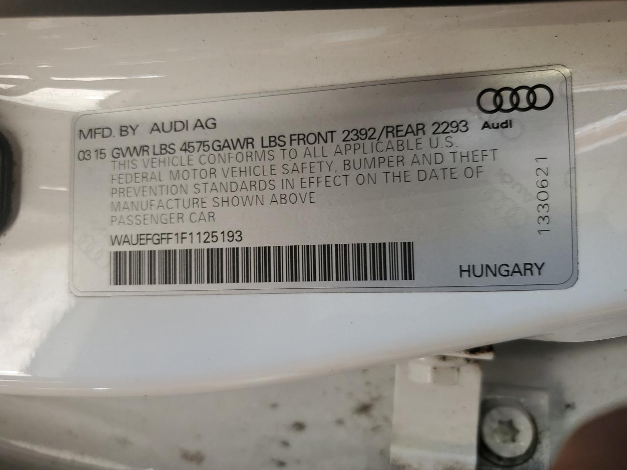 2015 Audi A3 VIN WAUEFGFF1F1125193 Copart auction photo, front end / minor dent/scratches damage thumbnail 12