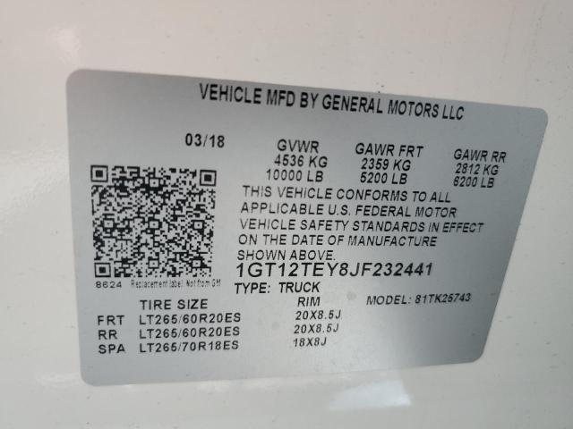 2018 GMC Sierra VIN 1GT12TEY8JF232441 Copart auction photo, replaced vin damage thumbnail 13