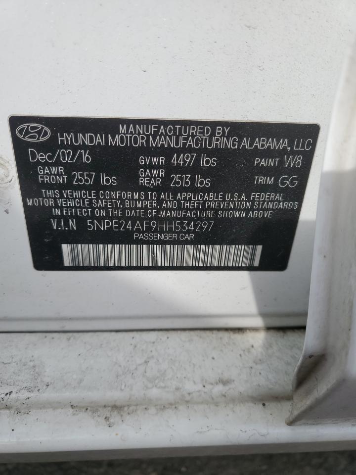 2017 Hyundai Sonata VIN 5NPE24AF9HH534297 Copart auction photo, front end damage thumbnail 14