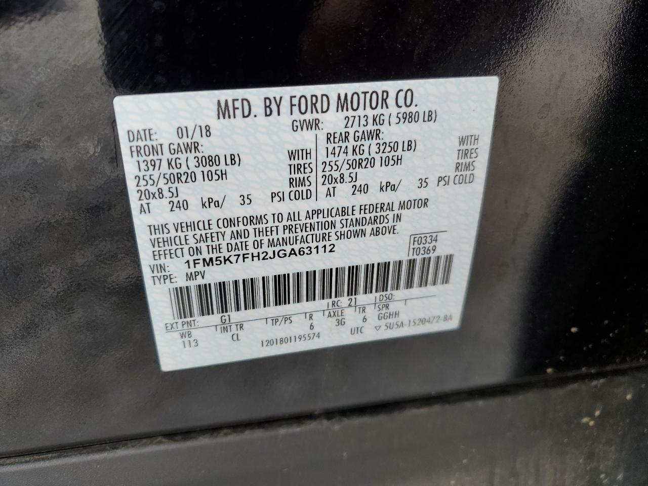 2018 Ford Explorer VIN 1FM5K7FH2JGA63112 Copart auction photo, mechanical / minor dent/scratches damage thumbnail 13