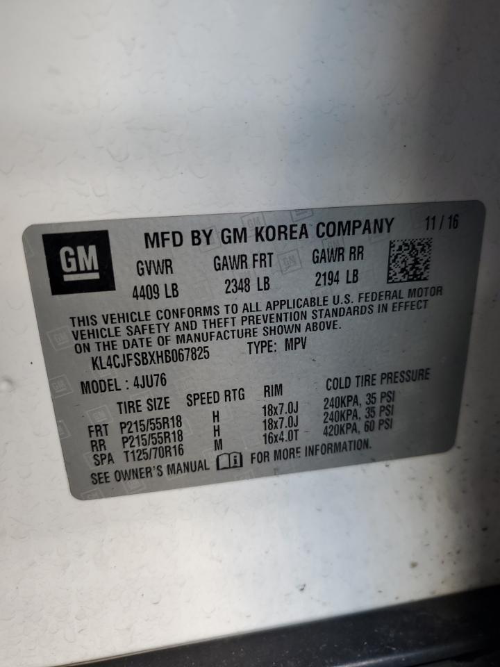 2017 Buick Encore VIN KL4CJFSBXHB067825 Copart auction photo, rear end damage thumbnail 13