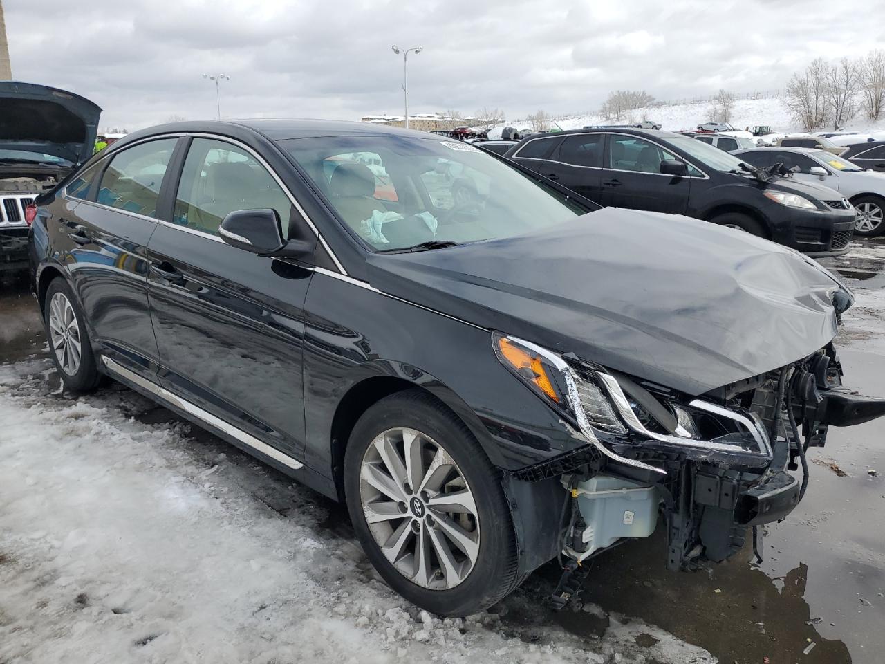 2015 Hyundai Sonata VIN 5NPE34AF0FH031090 Copart auction photo, front end / side damage thumbnail 4