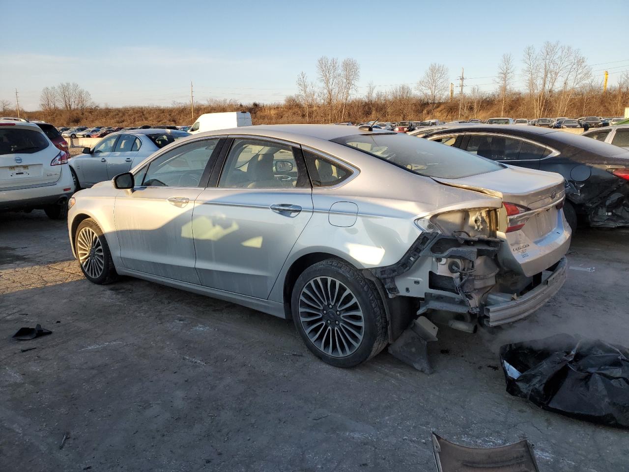 2018 Ford Fusion VIN 3FA6P0T93JR250145 Copart auction photo, rear end / side damage thumbnail 2