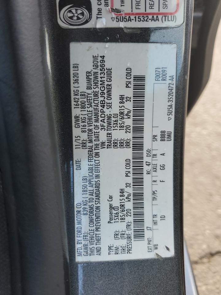 2016 Ford Fiesta VIN 3FADP4BJ9GM135694 Copart auction photo, front end damage thumbnail 12