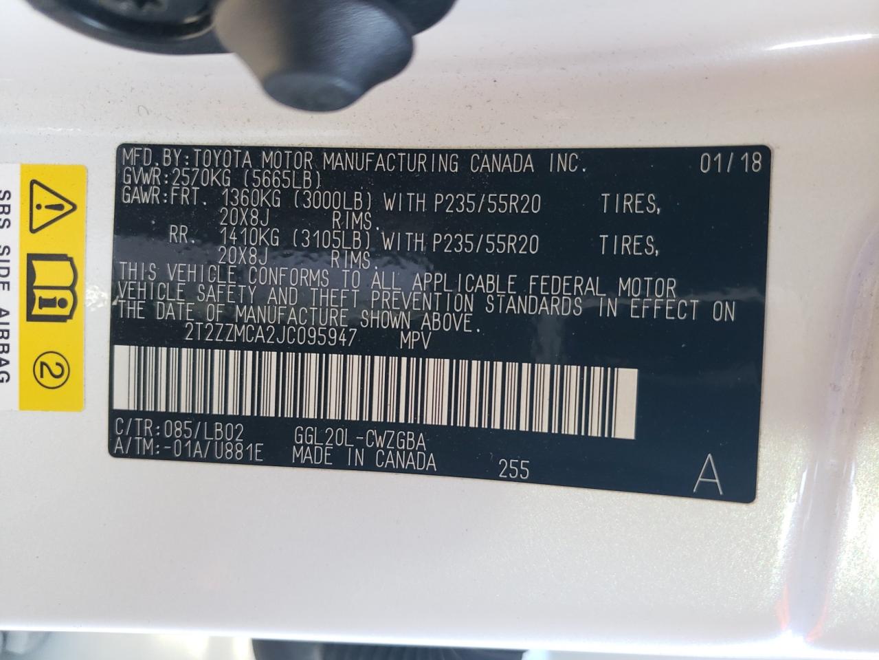2018 Lexus RX VIN 2T2ZZMCA2JC095947 Copart auction photo, side damage thumbnail 15