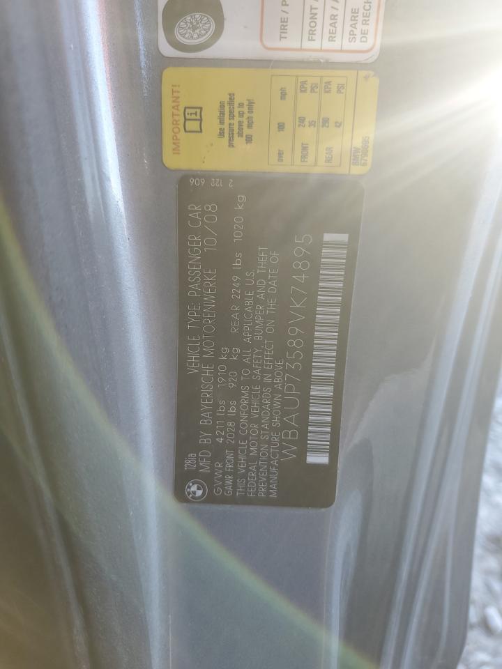 2009 BMW 1er VIN WBAUP73589VK74895 Copart auction photo, rear end damage thumbnail 14