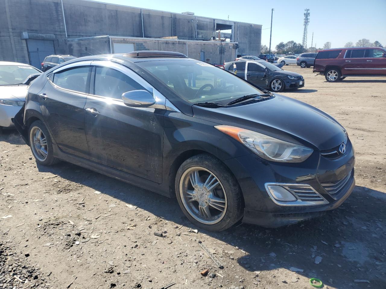 2013 Hyundai Elantra VIN KMHDH4AE1DU005780 Copart auction photo, rear end / side damage thumbnail 4