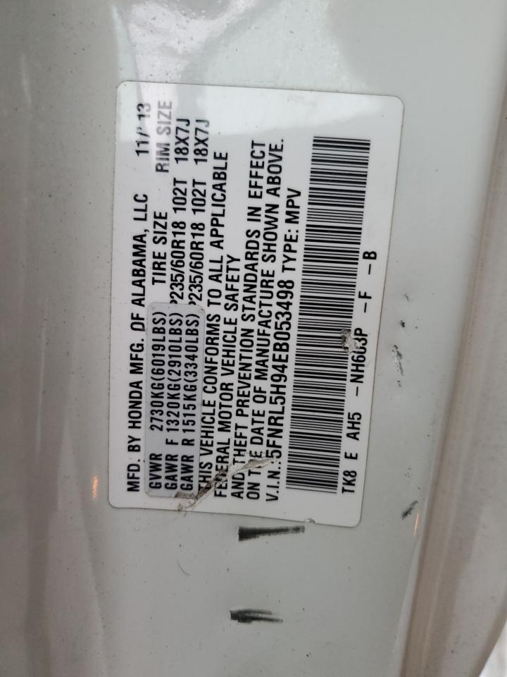 2014 Honda Odyssey VIN 5FNRL5H94EB053498 Copart auction photo, front end damage thumbnail 13