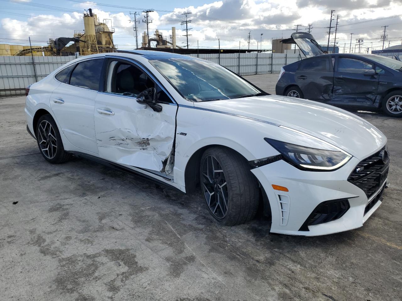 2021 Hyundai Sonata VIN 5NPEK4JC6MH117610 Copart auction photo, front end / side damage thumbnail 4