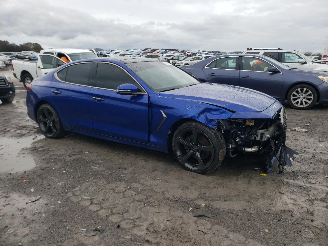 2019 Genesis G70 VIN KMTG44LA0KU022849 Copart auction photo, front end / side damage thumbnail 4