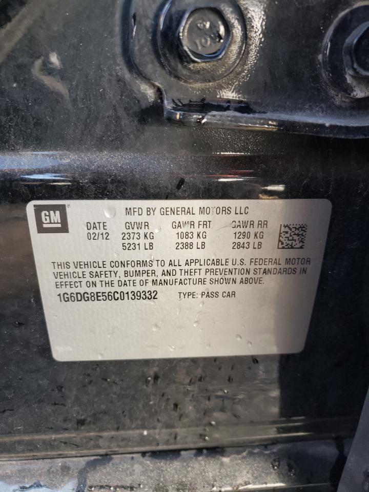 2012 Cadillac CTS VIN 1G6DG8E56C0139332 Copart auction photo, vandalism / rear end damage thumbnail 12