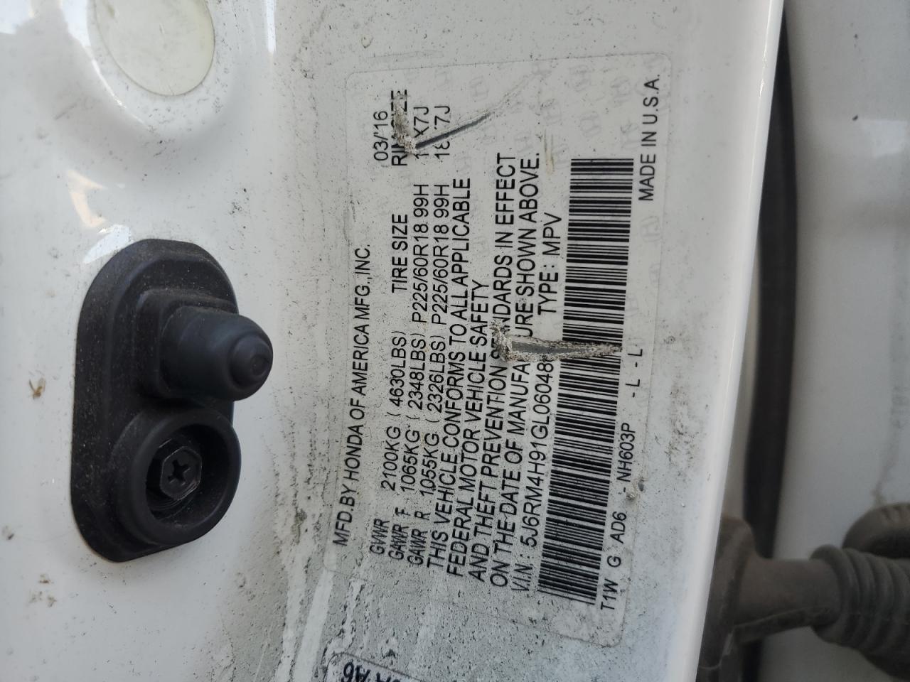 2016 Honda CR-V VIN 5J6RM4H91GL060488 Copart auction photo, burn - interior / burn damage thumbnail 13