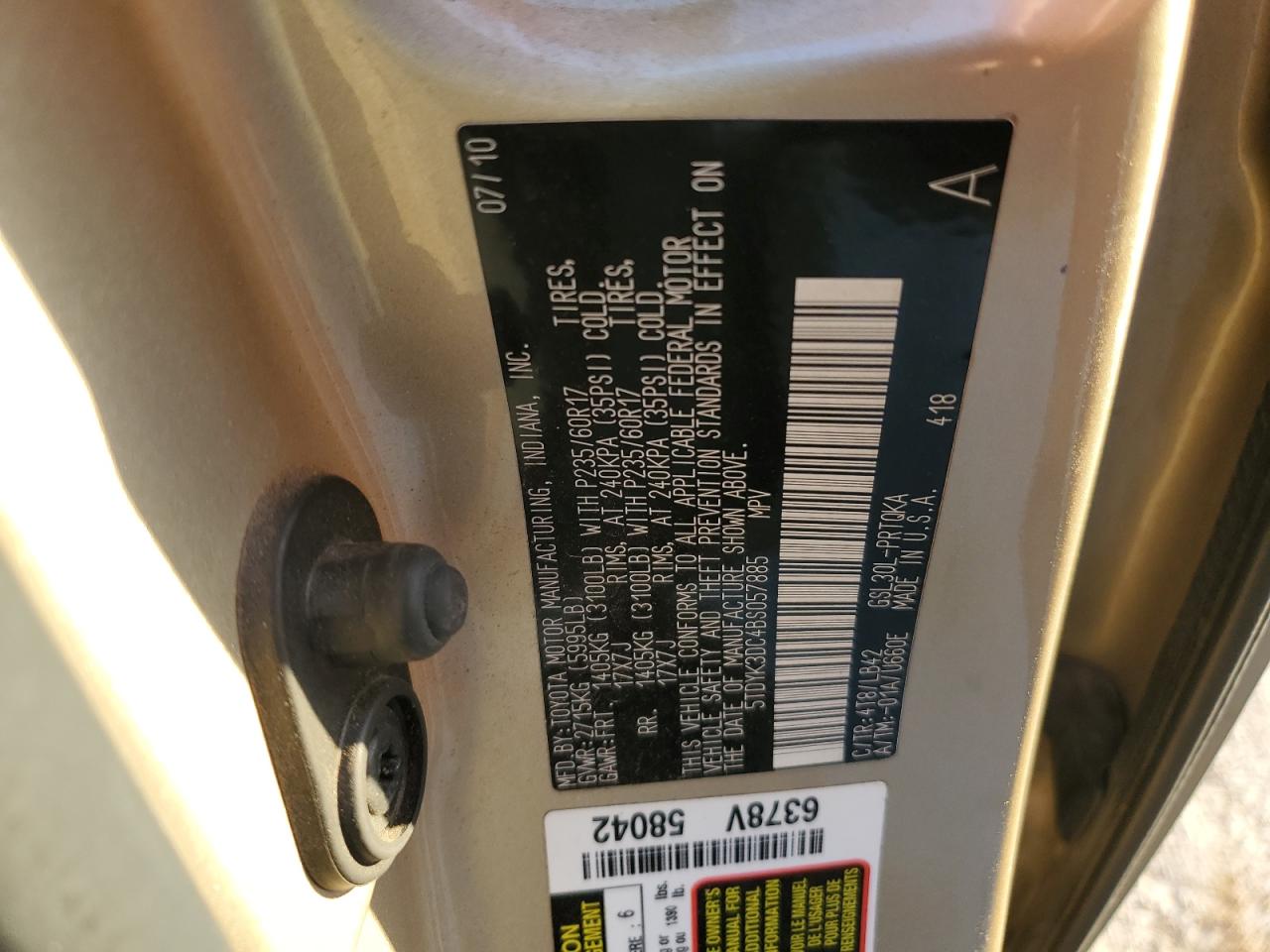 2011 Toyota Sienna VIN 5TDYK3DC4BS057885 Copart auction photo, front end damage thumbnail 13