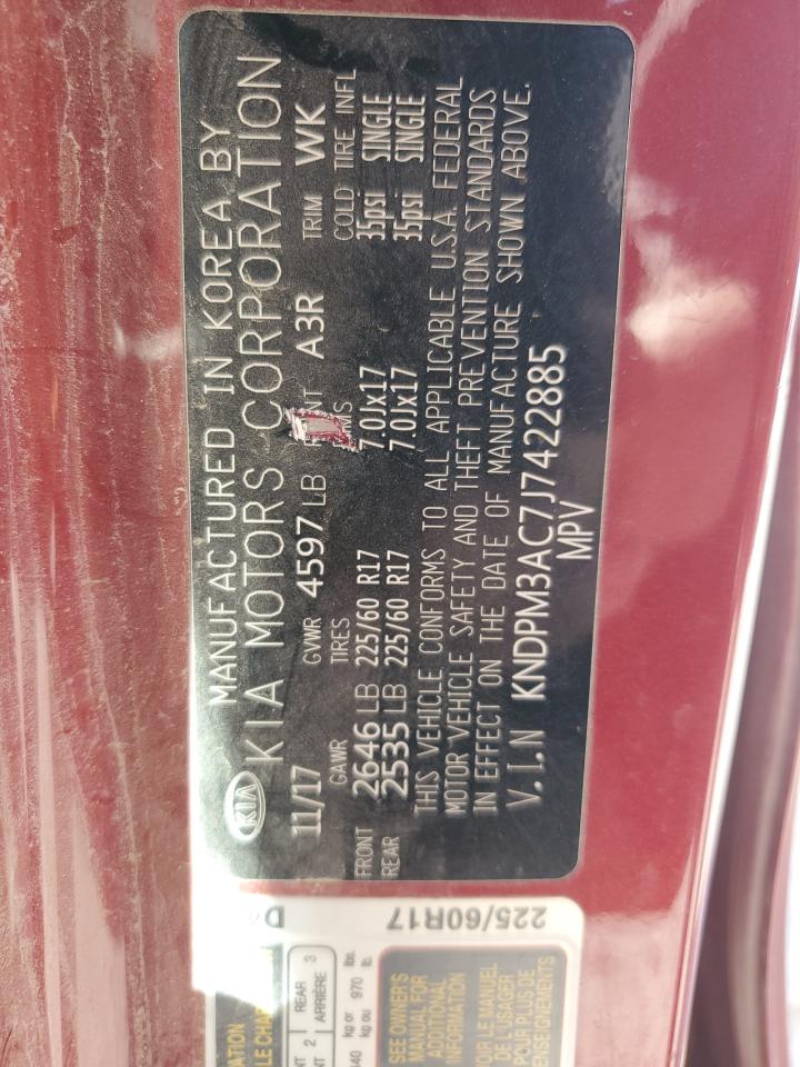 2018 KIA Sportage VIN KNDPM3AC7J7422885 Copart auction photo, side / minor dent/scratches damage thumbnail 13