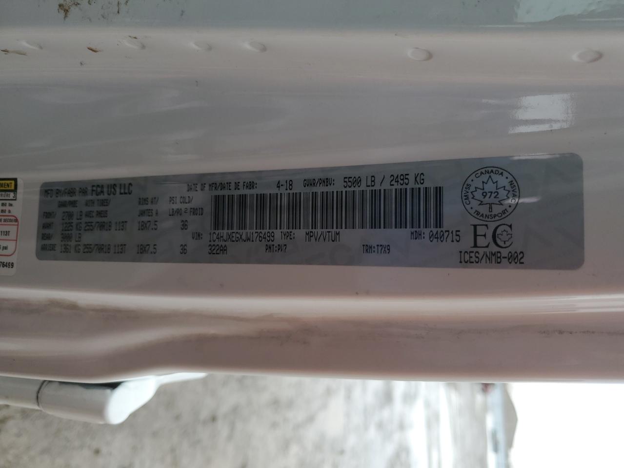 2018 Jeep Wrangler VIN 1C4HJXEGXJW176499 Copart auction photo, undercarriage / front end damage thumbnail 12