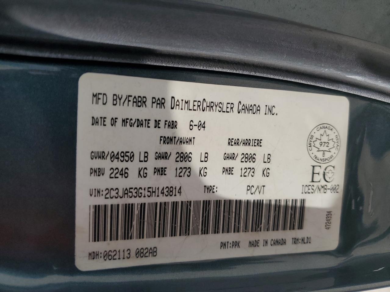 2005 Chrysler 300 VIN 2C3JA53G15H143814 Copart auction photo, undercarriage / front end damage thumbnail 12