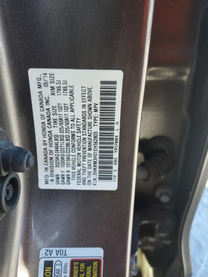 2014 Honda CR-V VIN 2HKRM3H51EH562805 Copart auction photo, front end damage thumbnail 14
