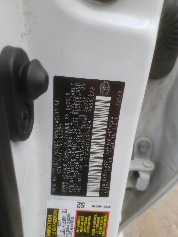 2020 Toyota Camry VIN 4T1F31AKXLU538429 Copart auction photo, front end damage thumbnail 13