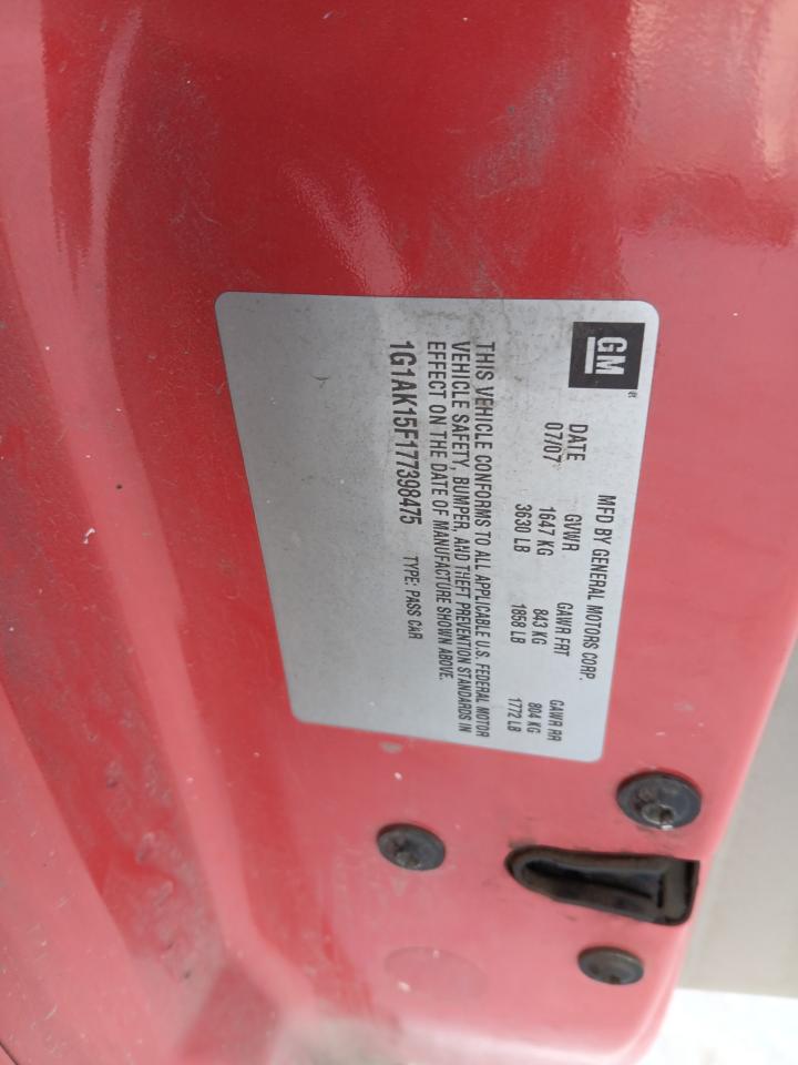 2007 Chevrolet Cobalt VIN 1G1AK15F177398475 Copart auction photo, all over damage thumbnail 12