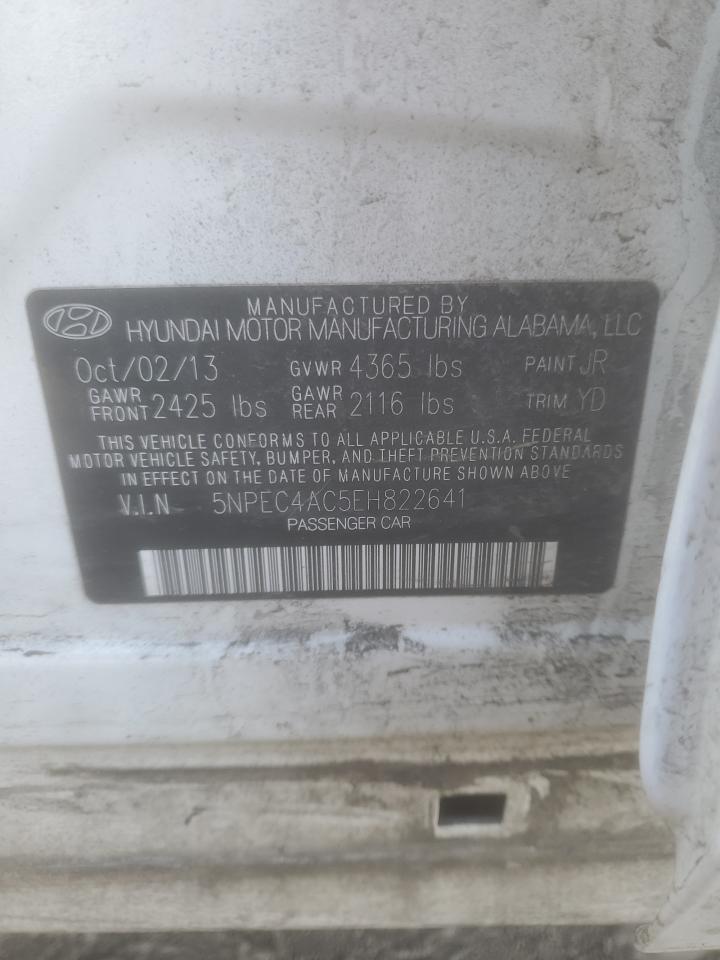 2014 Hyundai Sonata VIN 5NPEC4AC5EH822641 Copart auction photo, vandalism / minor dent/scratches damage thumbnail 14