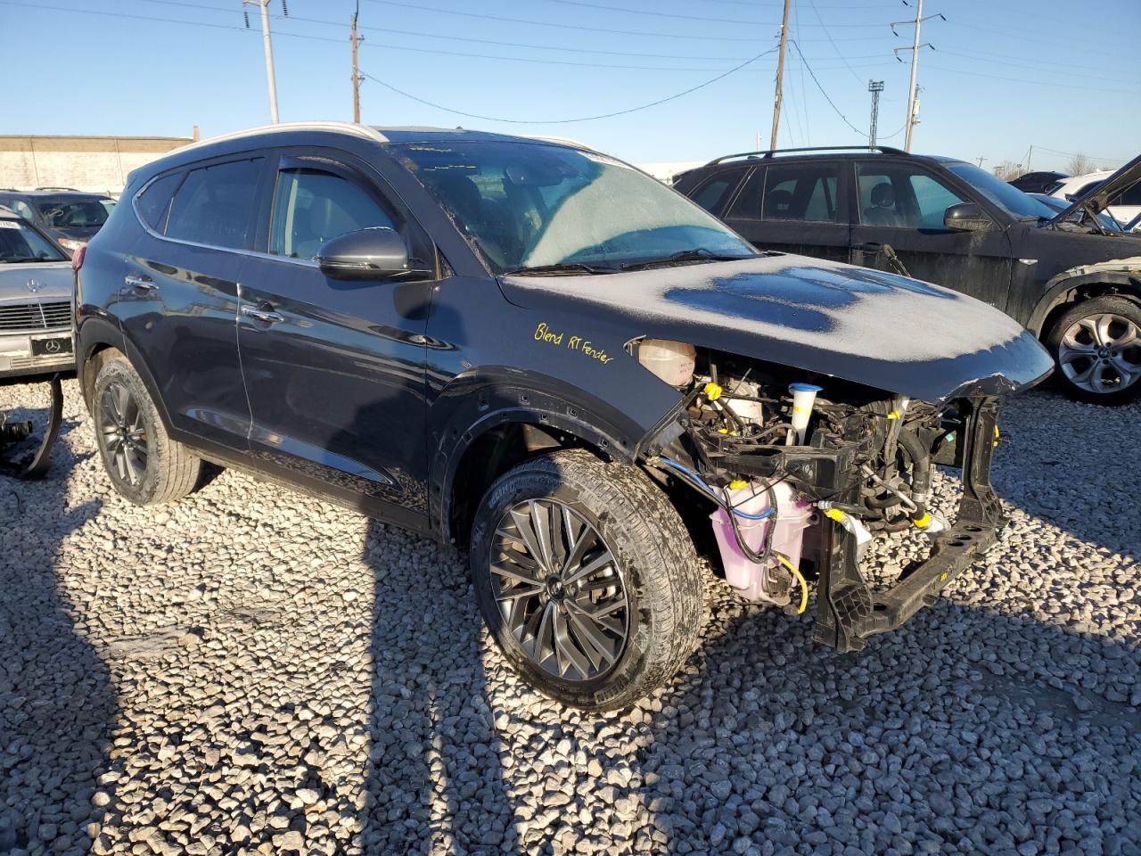 2021 Hyundai Tucson VIN KM8J33AL6MU350717 Copart auction photo, front end / undercarriage damage thumbnail 4