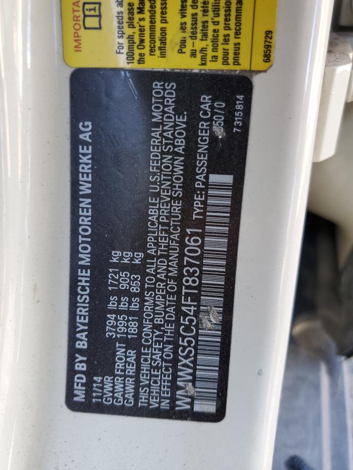 2015 MINI Cooper VIN WMWXS5C54FT837061 Copart auction photo, undercarriage damage thumbnail 12