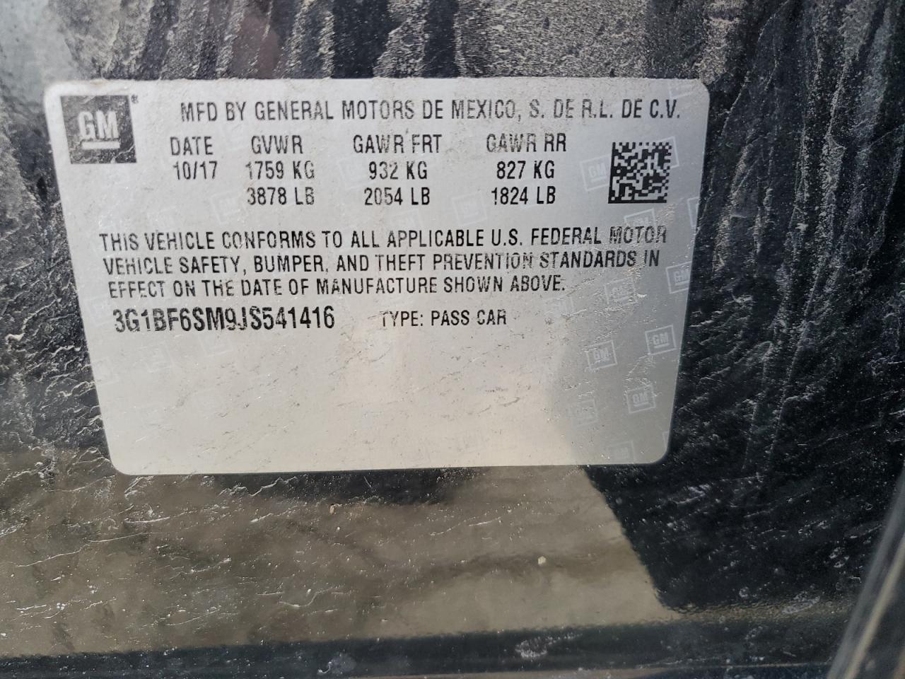 2018 Chevrolet Cruze VIN 3G1BF6SM9JS541416 Copart auction photo, front end damage thumbnail 13