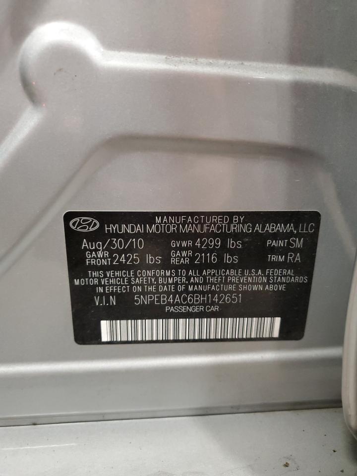 2011 Hyundai Sonata VIN 5NPEB4AC6BH142651 Copart auction photo, front end damage thumbnail 12