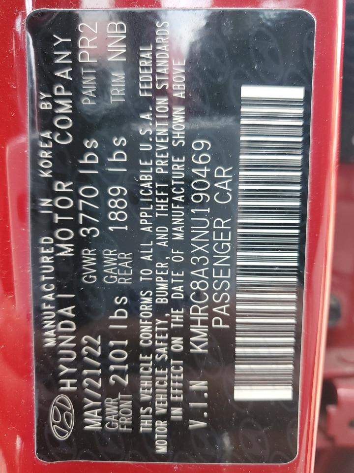 2022 Hyundai Venue VIN KMHRC8A3XNU190469 Copart auction photo, rear end damage thumbnail 12