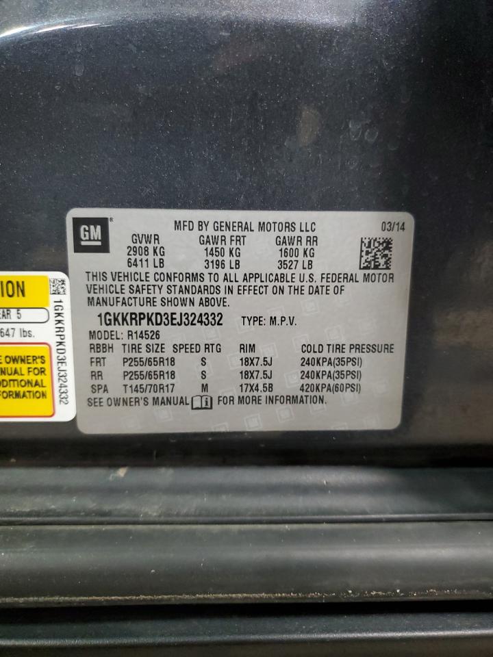 2014 GMC Acadia VIN 1GKKRPKD3EJ324332 Copart auction photo, front end damage thumbnail 14