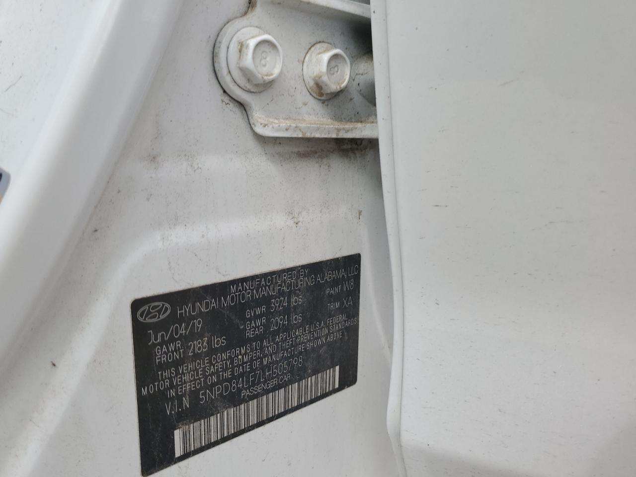 2020 Hyundai Elantra VIN 5NPD84LF7LH505798 Copart auction photo, front end / undercarriage damage thumbnail 13