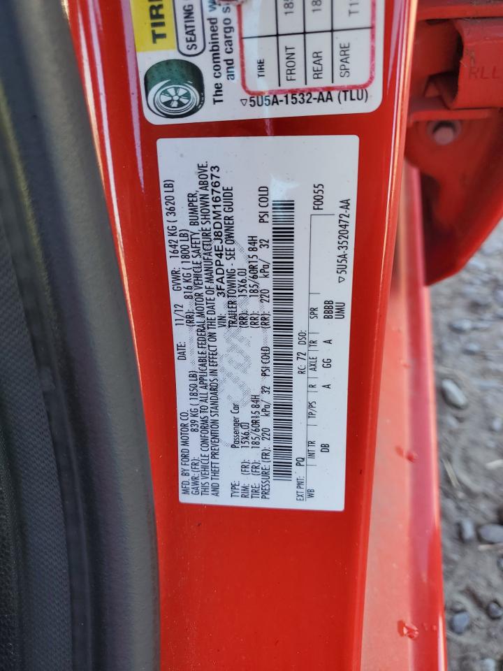 2013 Ford Fiesta VIN 3FADP4EJ8DM167673 Copart auction photo, burn - interior / minor dent/scratches damage thumbnail 14