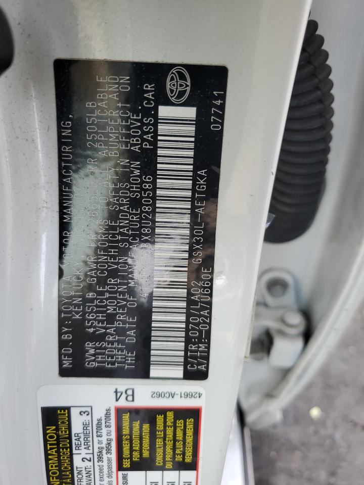 2008 Toyota Avalon VIN 4T1BK36BX8U280586 Copart auction photo, front end / minor dent/scratches damage thumbnail 14