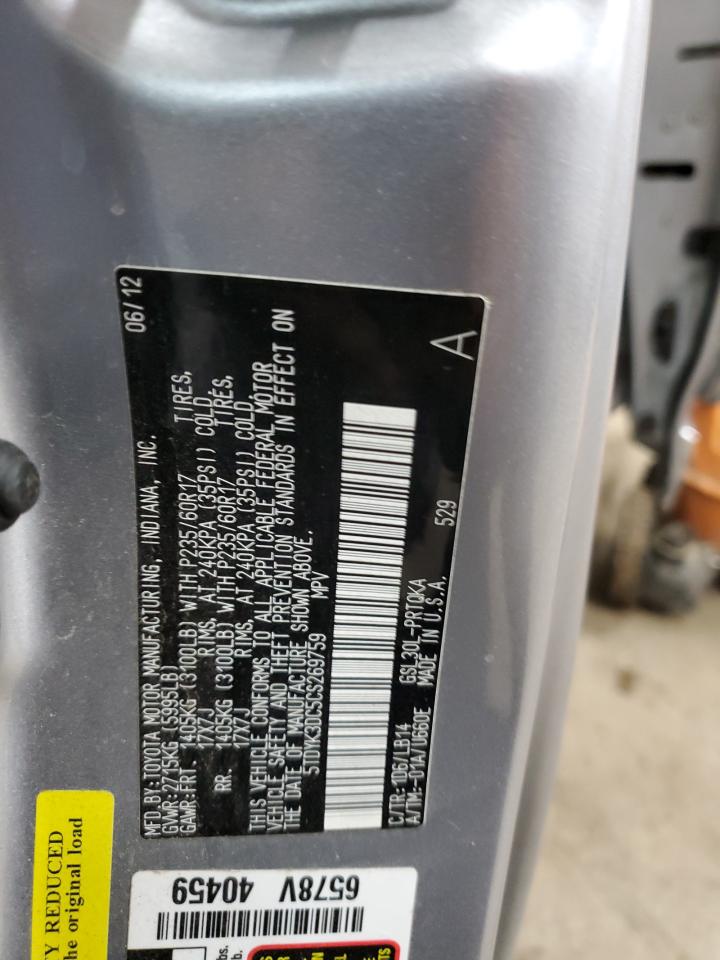 2012 Toyota Sienna VIN 5TDYK3DC5CS269759 Copart auction photo, front end damage thumbnail 15